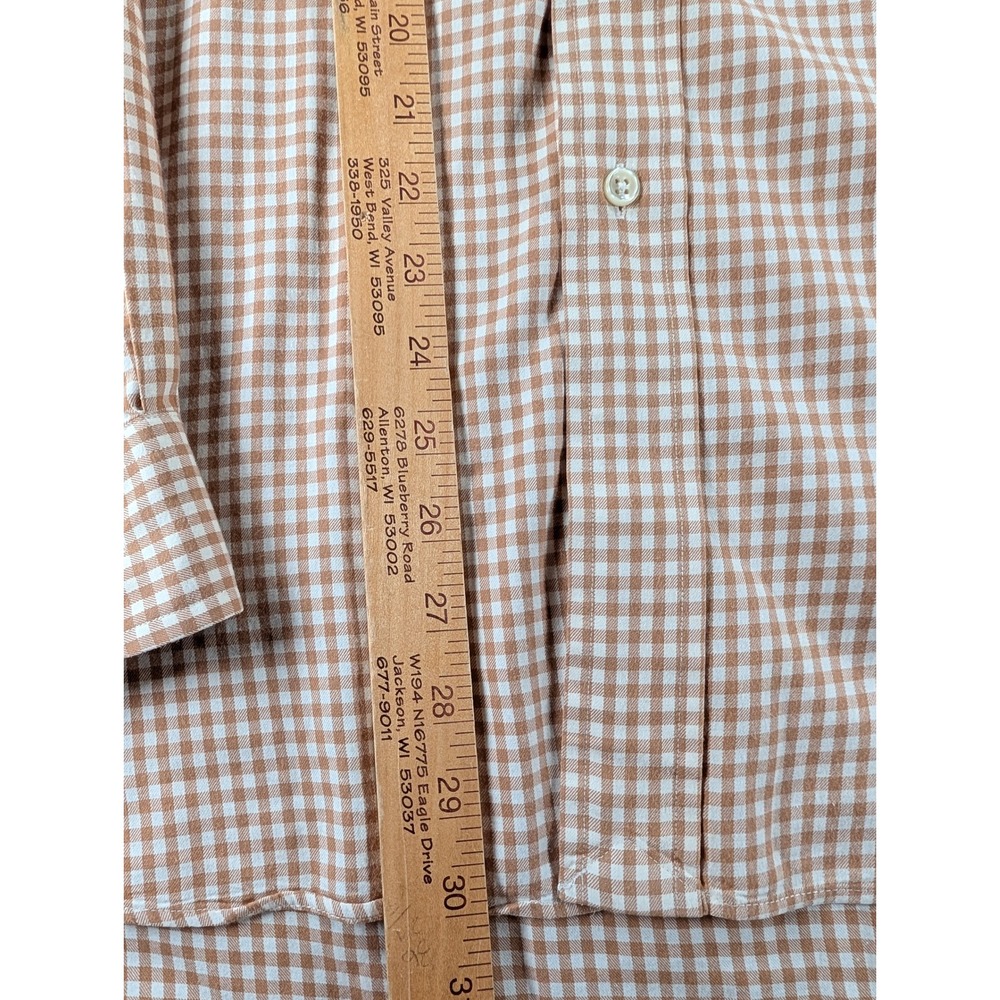 Ralph Lauren Mens XL Classic Fit Tan Gingham Plaid Button Down Shirt Long Sleeve - Picture 9 of 9